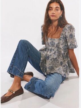 NWOT FREE PEOPLE Eloise Jacquard Blouse SZ S